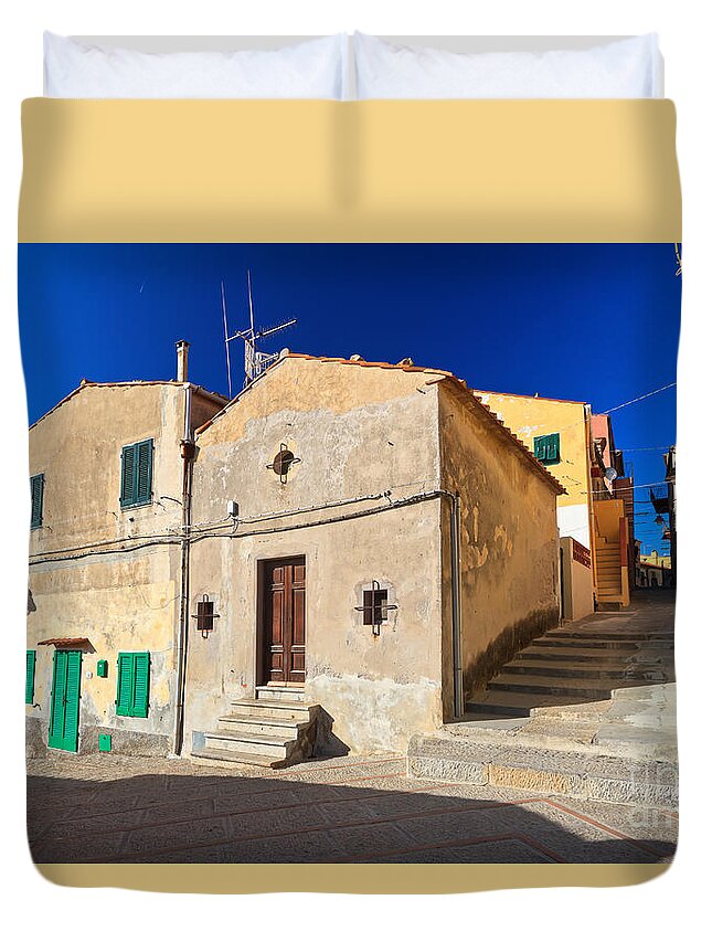 Capoliveri Duvet Cover featuring the photograph Capoliveri - small square by Antonio Scarpi