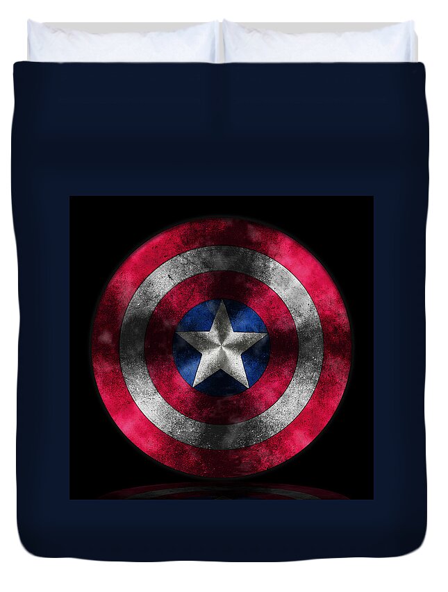 Captain America Movie Duvet Cover featuring the painting Captain America Shield by Georgeta Blanaru