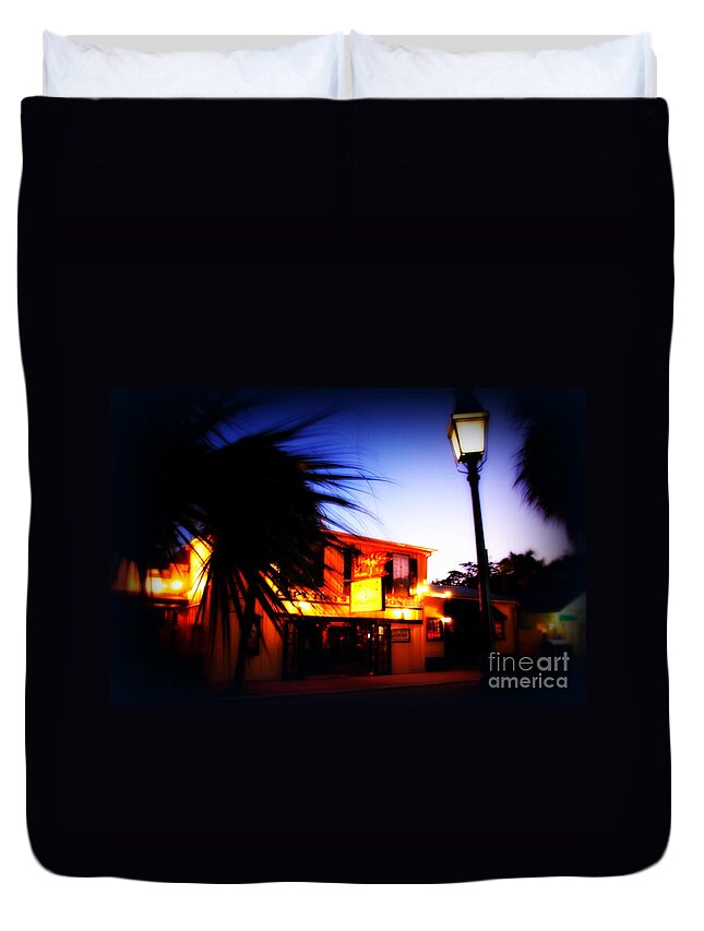 Captain Tony's Bar Duvet Cover featuring the photograph Captain Tony's Bar in Key West Florida by Susanne Van Hulst