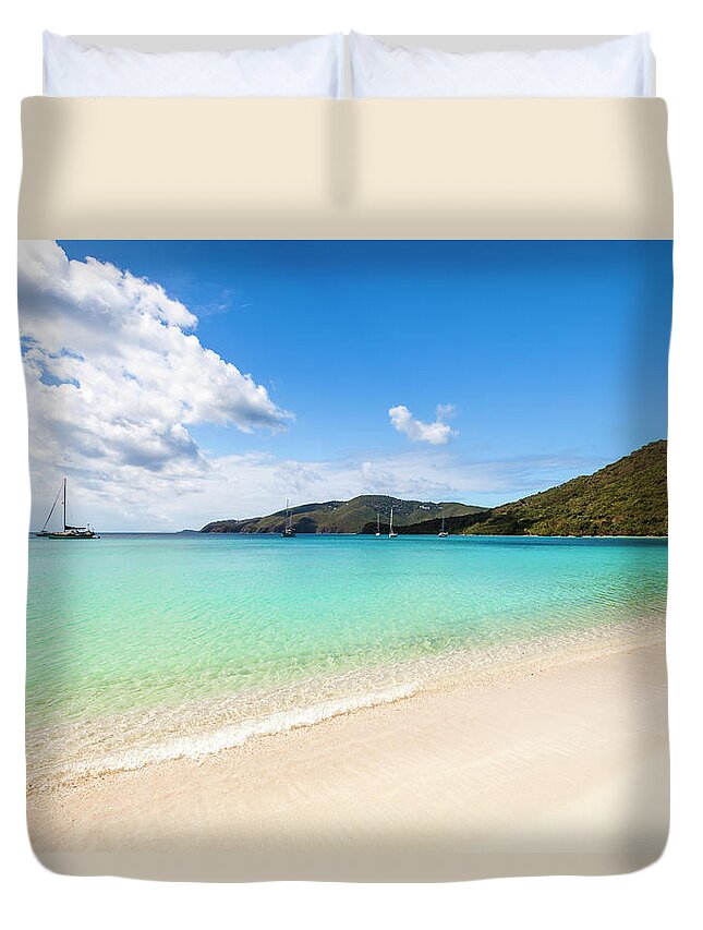 Tropical Tree Duvet Cover featuring the photograph Caribbean Beach by Guvendemir