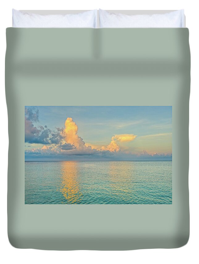 Scenics Duvet Cover featuring the photograph Caribbean Sea At Sunrise by Adventure photo