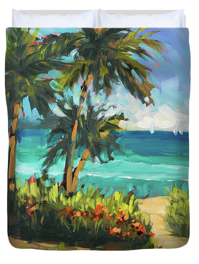 Caribbean Duvet Cover featuring the painting Caribbean View II by Jane Slivka