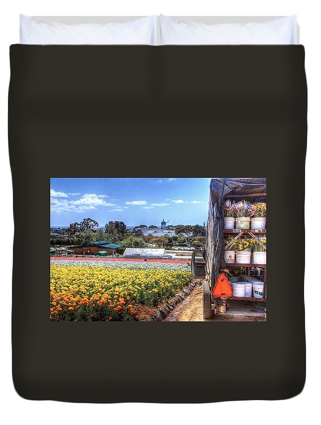 Carlsbad Duvet Cover featuring the photograph Carlsbad Flower Fields by Ann Patterson