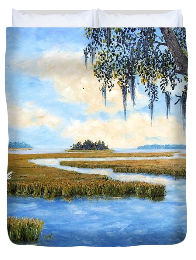 Hilton Head Art Duvet Cover featuring the painting Carolina Colors by Stanton Allaben