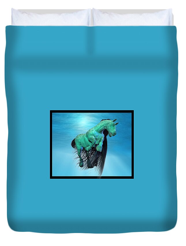 Horse Duvet Cover featuring the digital art Carousel XI by Betsy Knapp