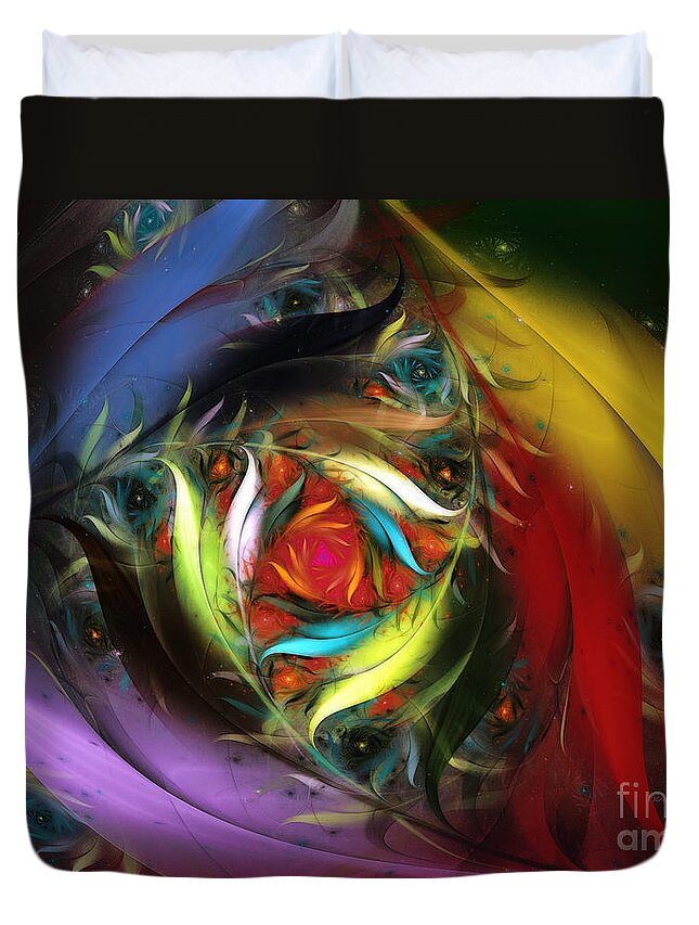 Abstract Duvet Cover featuring the digital art Carribean Nights-Abstract Fractal Art by Karin Kuhlmann