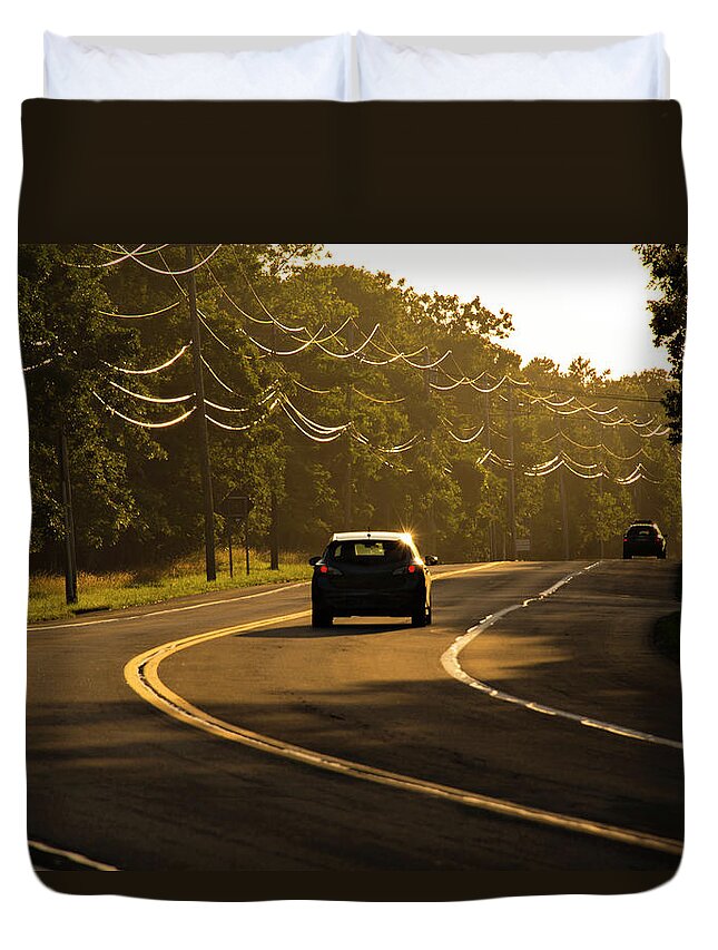Curve Duvet Cover featuring the photograph Cars On Road by Joanna Mccarthy