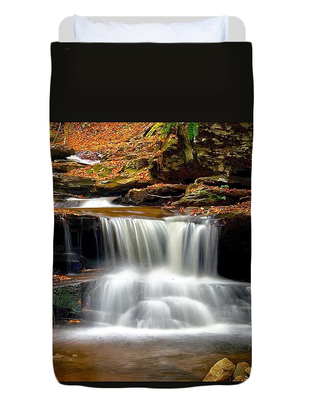 Waterfall Duvet Cover featuring the photograph Cascades at Ricketts Glen by Nick Zelinsky Jr