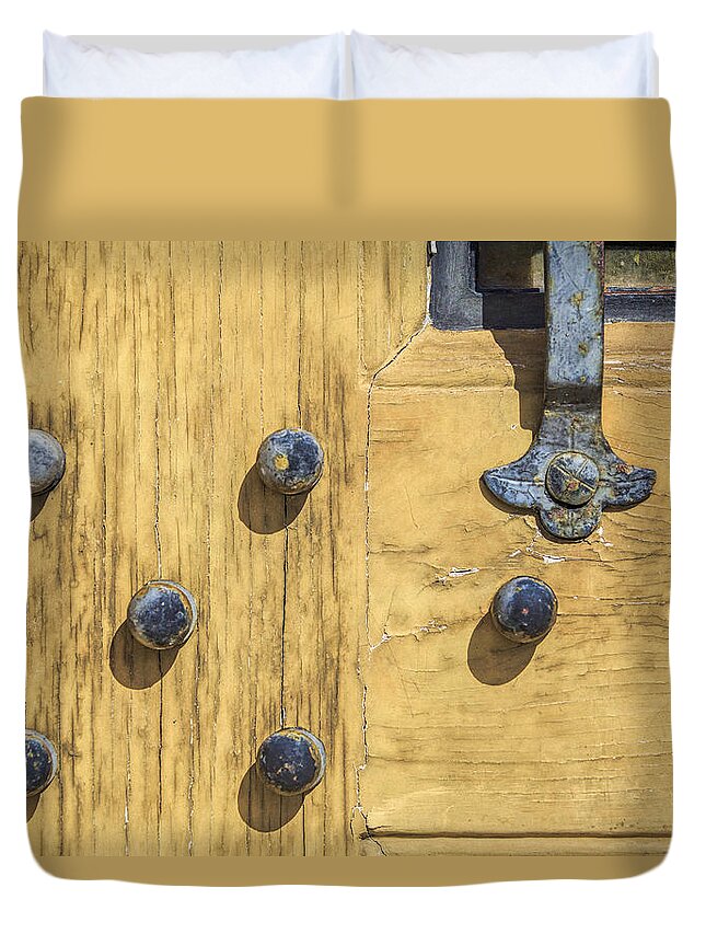 Aged Duvet Cover featuring the photograph Castle Door II by David Letts