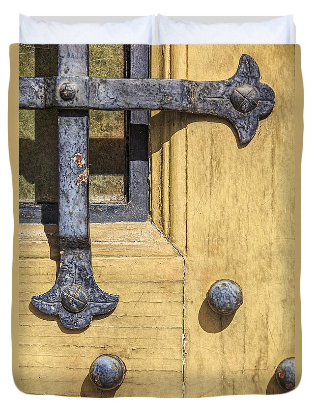 Aged Duvet Cover featuring the photograph Castle Door III by David Letts