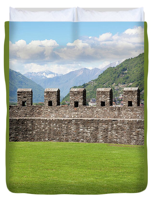 Scenics Duvet Cover featuring the photograph Castle Wall Of Bellinzona’s Unesco by Ifish