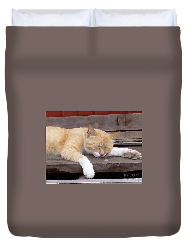 Cat Duvet Cover featuring the digital art Cat by Andrea Anderegg