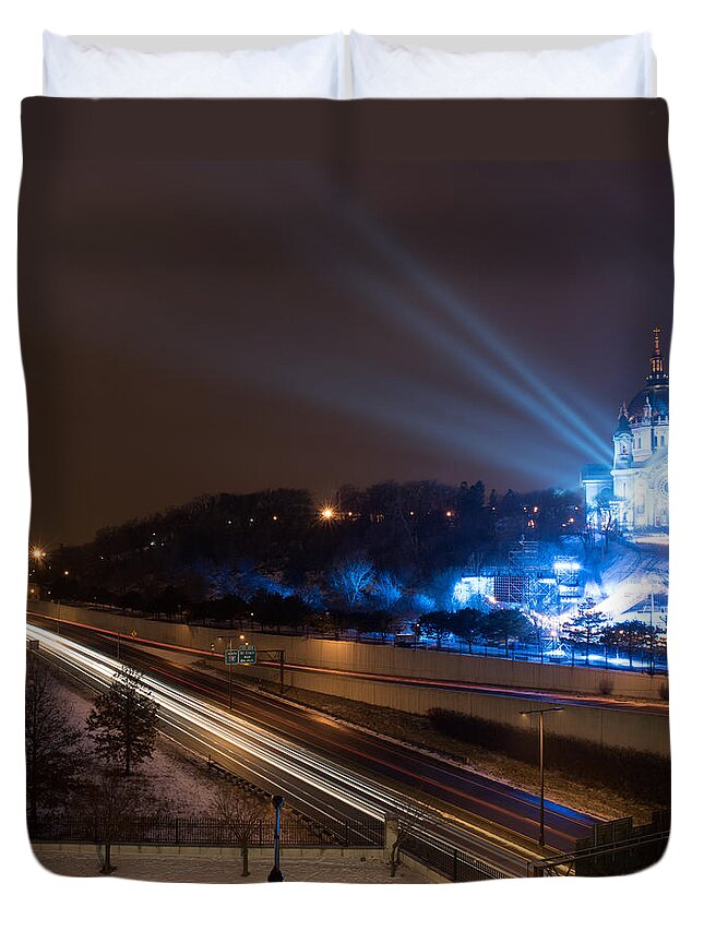 Long Exposure Duvet Cover featuring the photograph Cathedral of St Paul Minnesota by Paul Freidlund