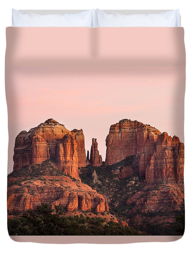 Sedona Duvet Cover featuring the photograph Cathedral Rock Sunset by Mary Jo Allen