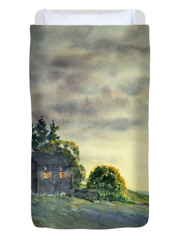 Glenn Marshall Duvet Cover featuring the painting Cathy Come Home by Glenn Marshall
