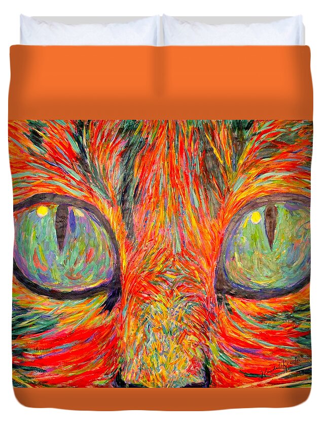 Cats Eyes Duvet Cover featuring the painting Cats Eyes by Kendall Kessler