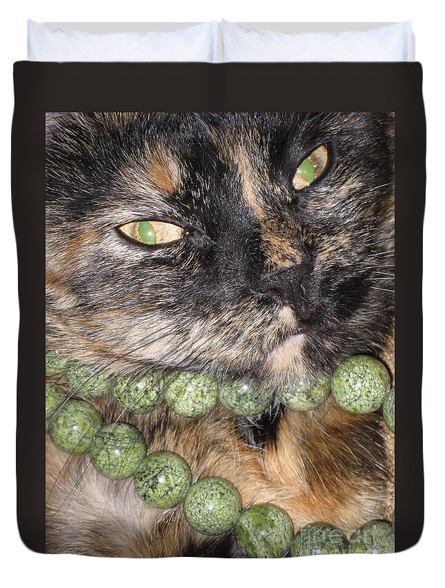 Cat Duvet Cover featuring the photograph Cat's Fashion Day by Oksana Semenchenko