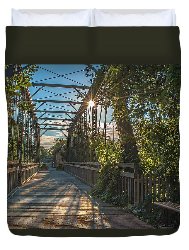 Footbridge Duvet Cover featuring the photograph Cedarburg Footbridge by James Meyer