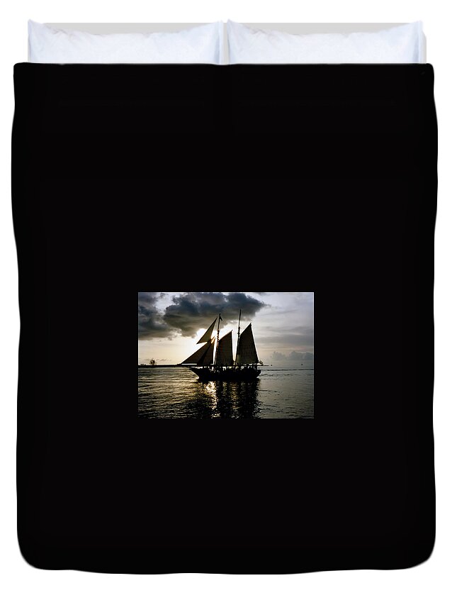 Key West Duvet Cover featuring the photograph Celebrating Sunset Photograph by Kimberly Walker