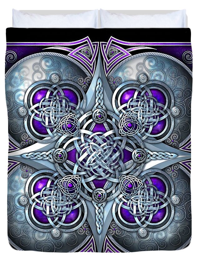 Celtic Hearts Purple And Silver Duvet Cover For Sale By Ricky Barnes