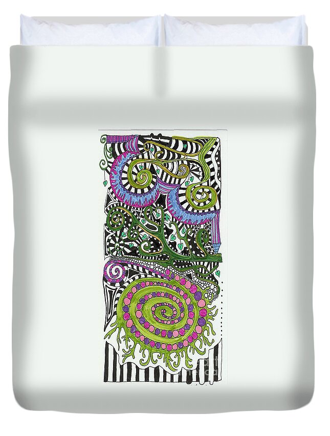 Zentangles Duvet Cover featuring the mixed media Celtic by Ruth Dailey
