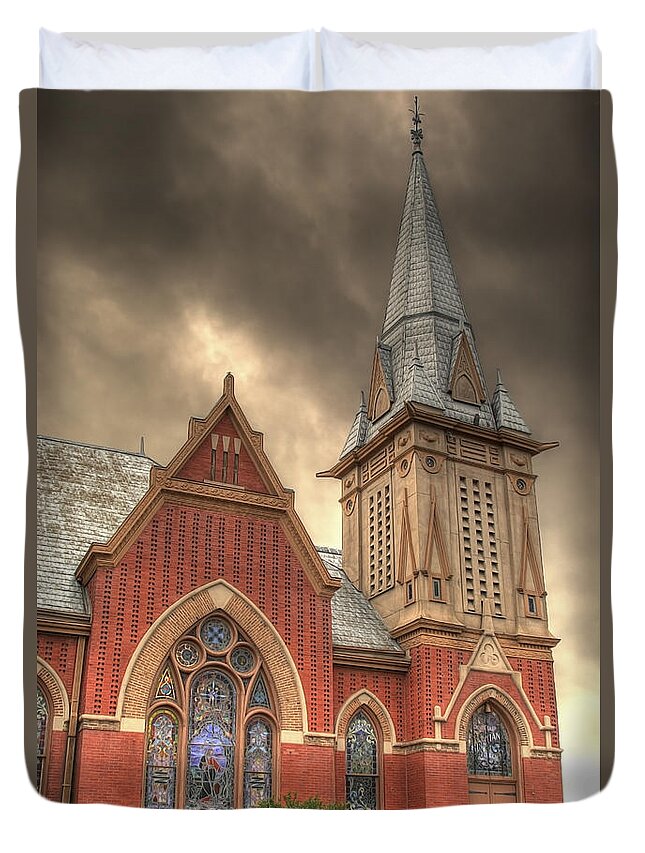 Church Duvet Cover featuring the photograph Central Christian Church by Mark McKinney