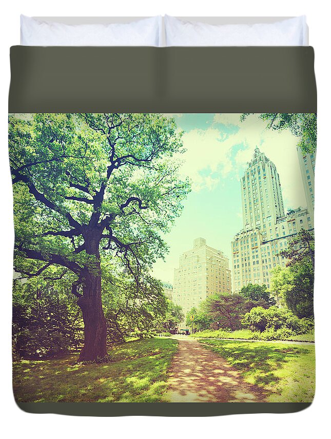 Central Park Duvet Cover featuring the photograph Central Park New York City by Rike 