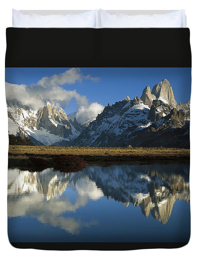 Feb0514 Duvet Cover featuring the photograph Cerro Torre And Fitzroy At Dawn by Colin Monteath