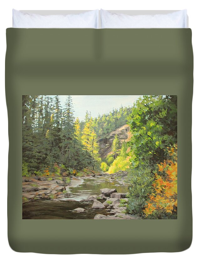 Nature Duvet Cover featuring the painting Changing Seasons by Karen Ilari