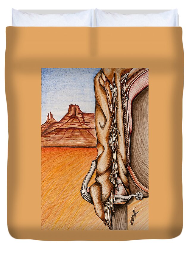 Desert Duvet Cover featuring the mixed media Chaps by Kem Himelright