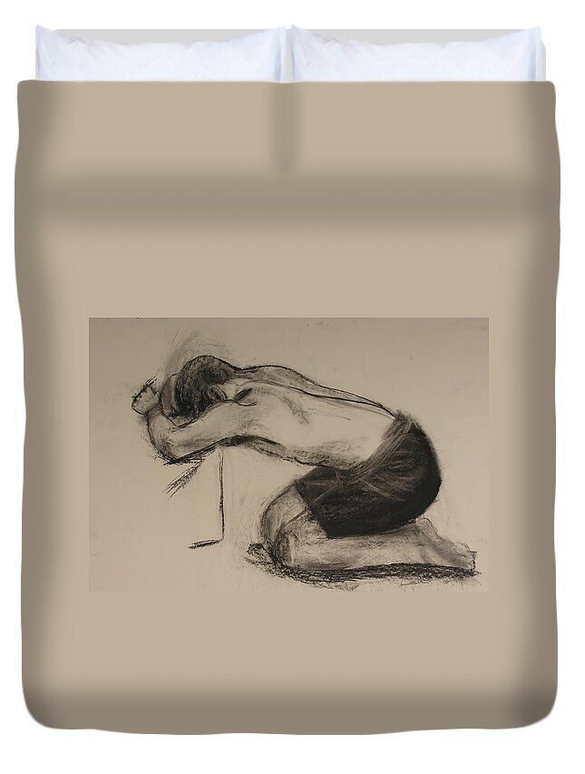Charcoal Duvet Cover featuring the painting Charcoal Drawing by Sheila Mashaw