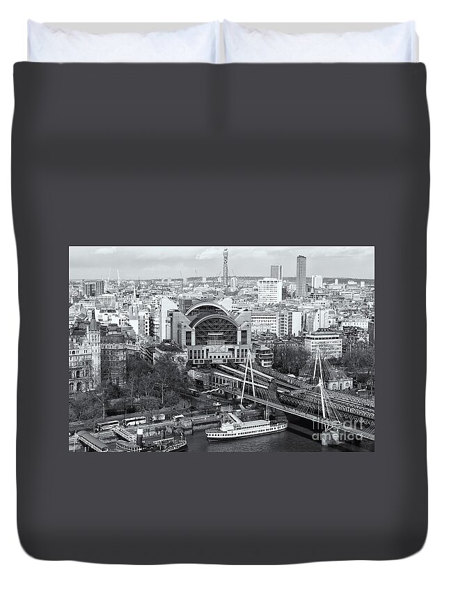 Clarence Holmes Duvet Cover featuring the photograph Charing Cross Station and Hungerford Bridge II by Clarence Holmes