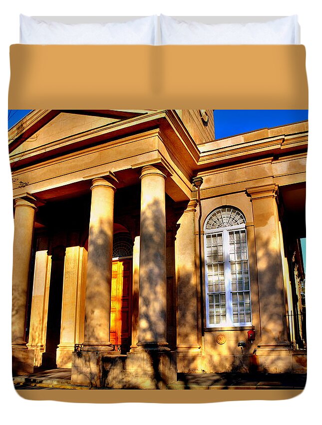 St. Philips Episcopal Church Duvet Cover featuring the photograph Charleston Church HDR by Lisa Wooten