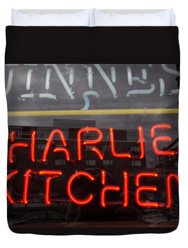 Neon Duvet Cover featuring the photograph Charlies Kitchen by Allan Morrison