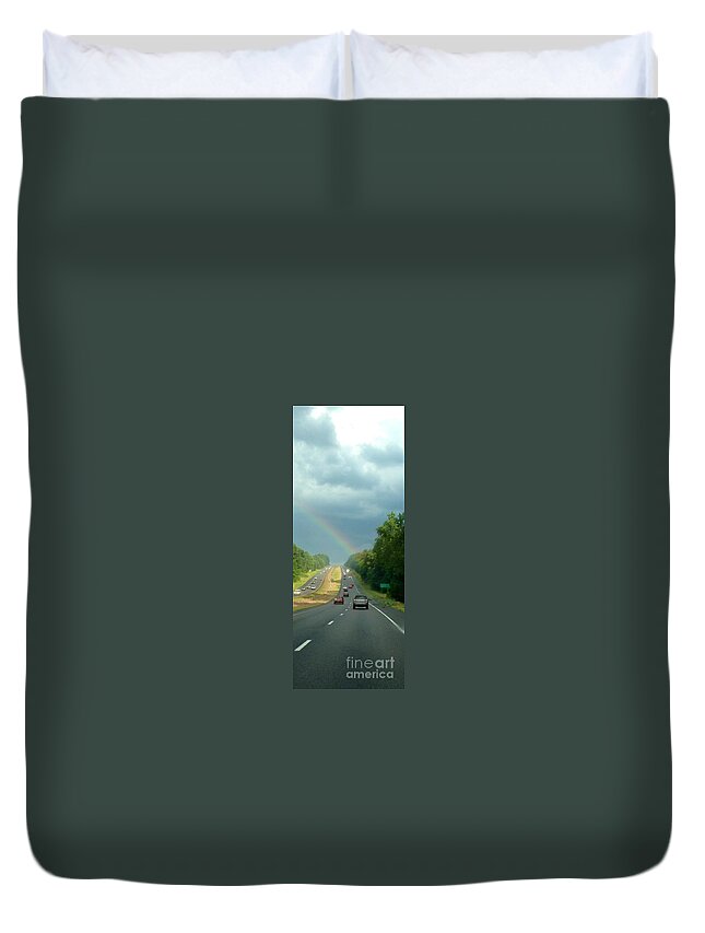 Rain Duvet Cover featuring the photograph Chasing the Rainbow by M West