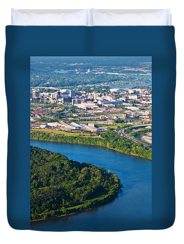 Chattanooga Duvet Cover featuring the photograph Chattanooga Cityscape by Melinda Fawver