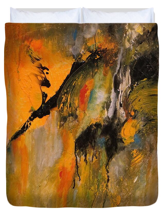 Abstract Duvet Cover featuring the painting Cheeky by Soraya Silvestri