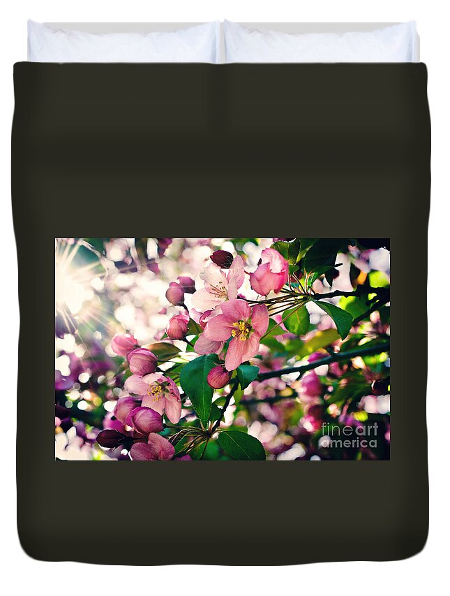 Cherry Blossom Duvet Cover featuring the photograph Cherry Blossom by Gwen Gibson