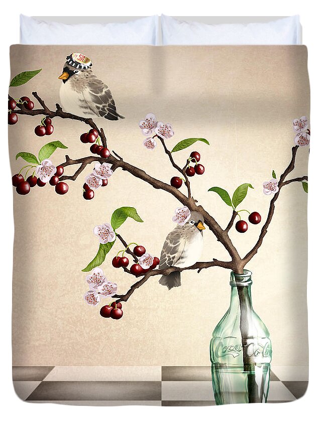 Cherry Coke Duvet Cover featuring the digital art Cherry Coke by April Moen