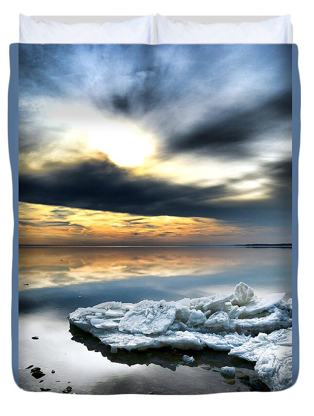 Chesapeake Duvet Cover featuring the photograph Chesapeake Bay Winter by Olivier Le Queinec