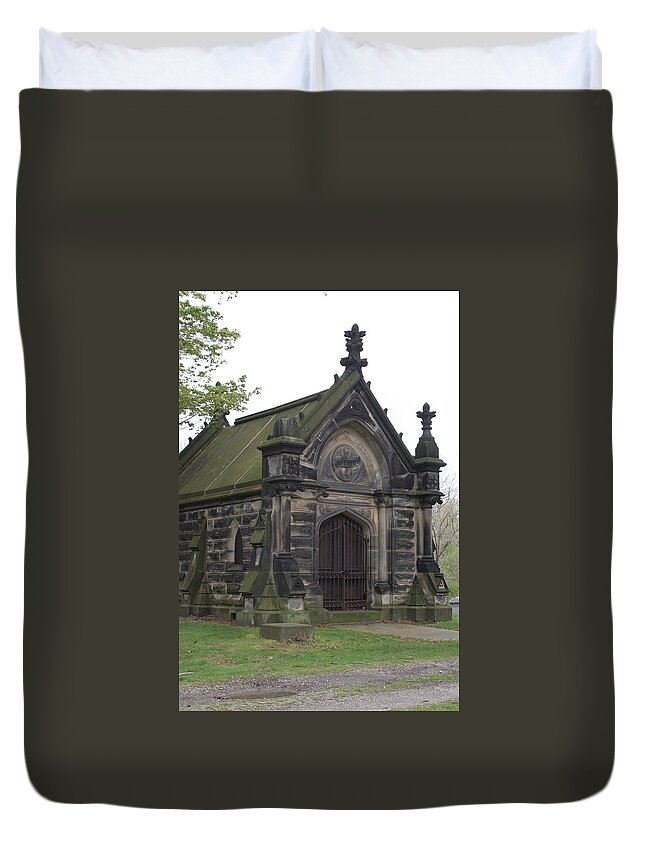 Charles Duvet Cover featuring the photograph Chestnut Grove Cemetery Colllins Mausoleum by Valerie Collins