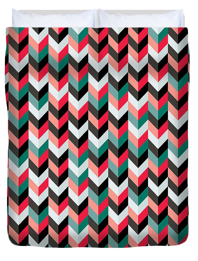 Abstract Duvet Cover featuring the digital art Chevron by Mike Taylor