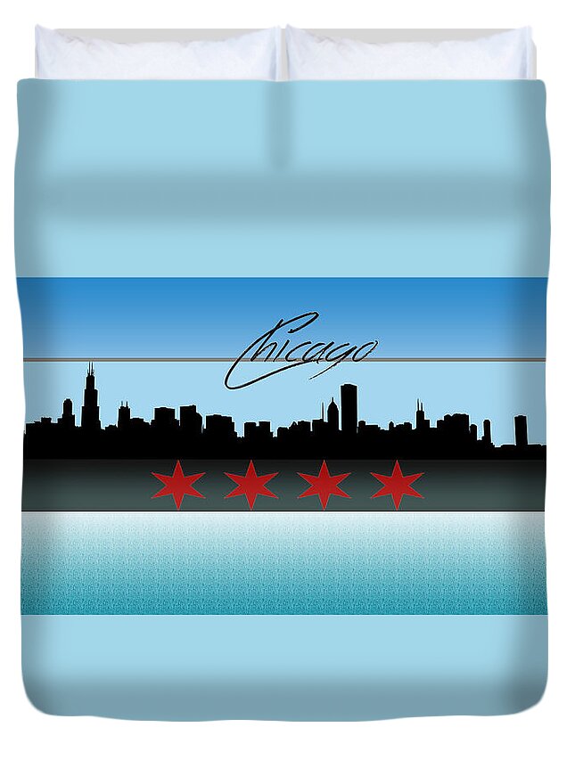 Chicago Duvet Cover featuring the digital art Chicago Skyline by Becca Buecher