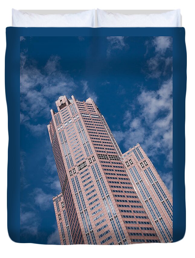 Chicago Downtown Duvet Cover featuring the photograph Chicago Skyscraper by Dejan Jovanovic