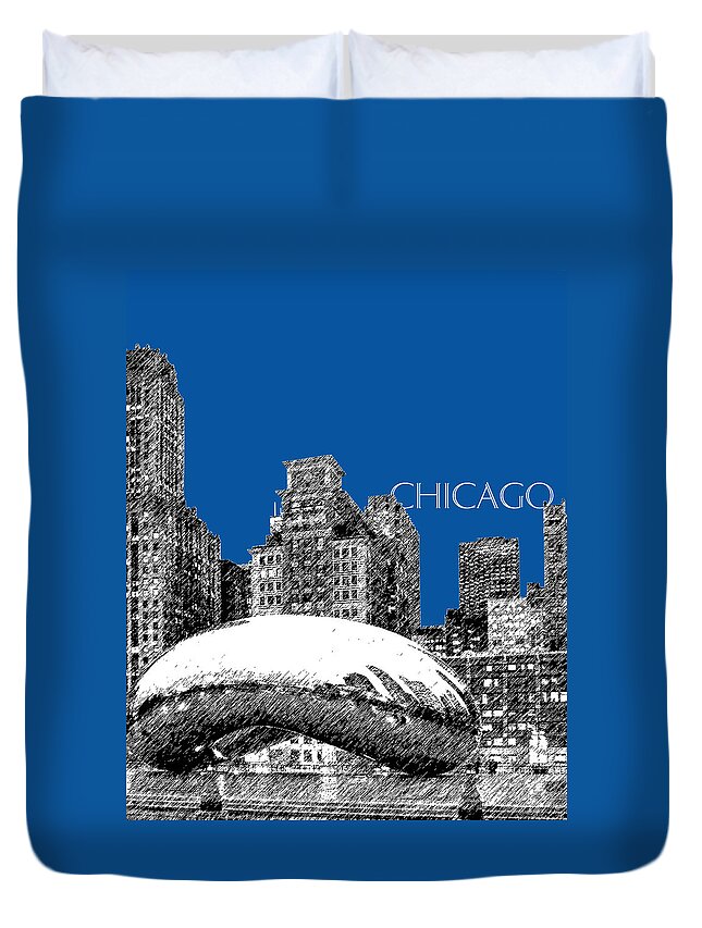 Architecture Duvet Cover featuring the digital art Chicago The Bean - Royal Blue by DB Artist