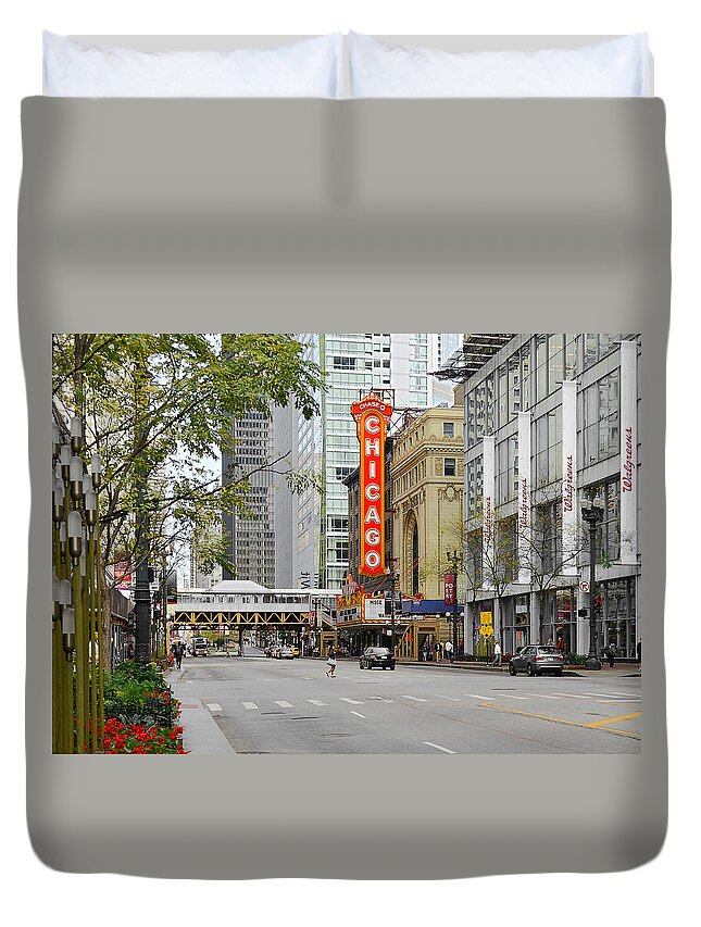 Chicago Duvet Cover featuring the photograph Chicago Theatre - French Baroque out of a movie by Alexandra Till
