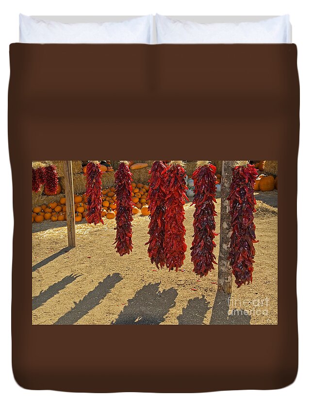 Pepper Duvet Cover featuring the photograph Chile Ristras by Richard and Ellen Thane