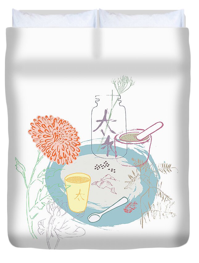 Alternative Medicine Duvet Cover featuring the photograph Chinese Herbal Medicine by Ikon Images