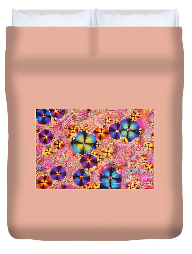 Polarized Light Micrograph Duvet Cover featuring the photograph Cholesteryl Propionate by James M. Bell