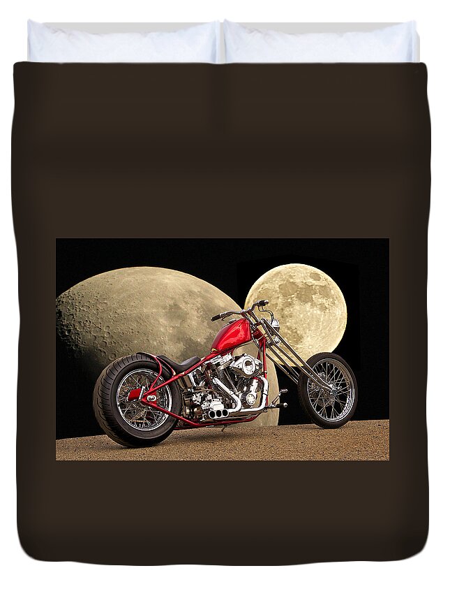 Art Duvet Cover featuring the photograph Chopper Two Moons by Dave Koontz